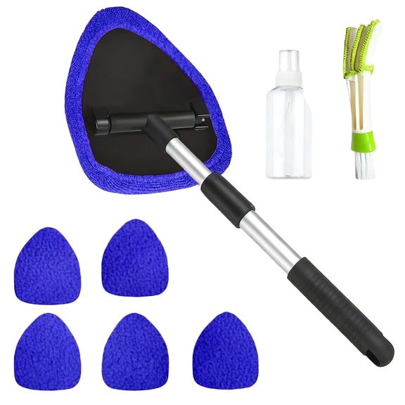ZZERHUOO Car Protector for Dogs Trunk Car Protectant Wipes Interior Cleaning Windshield Cleaning &Blind 180° Rotating Head Extendable Handle With Microfiber Pads For Window Cleaning & Home