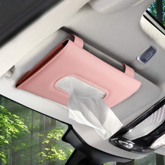 ZZERHUOO Car Tissue Holder PU Leather Hanging Tissue For Car Universal Sun Visor Napkin & Holder Compact Rectangular Design Fits Car Tissue Cartons 1pc 370z Interior Car Ornament Cute Detail Interior