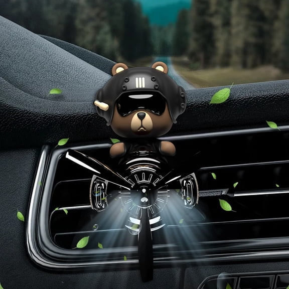 ZZERHUOO Cartoon Bear Car Fragrance Decorative Air For Car Interior Car Diffuser Personalised Vent Clips With Rotating Propeller Ideal For Travel And Commuting Car Clip Air Cute Car Vent Clip Air Car