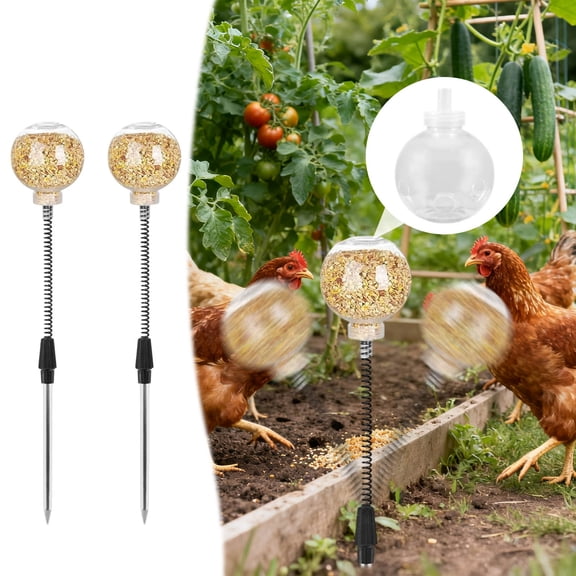 ZZERHUOO Ground Feeders Chicken Dispenser Chicken Enrichment With And Ground Stake Feeder For Coop Coop For Hens Geese Turkeys Poultry (2pc)