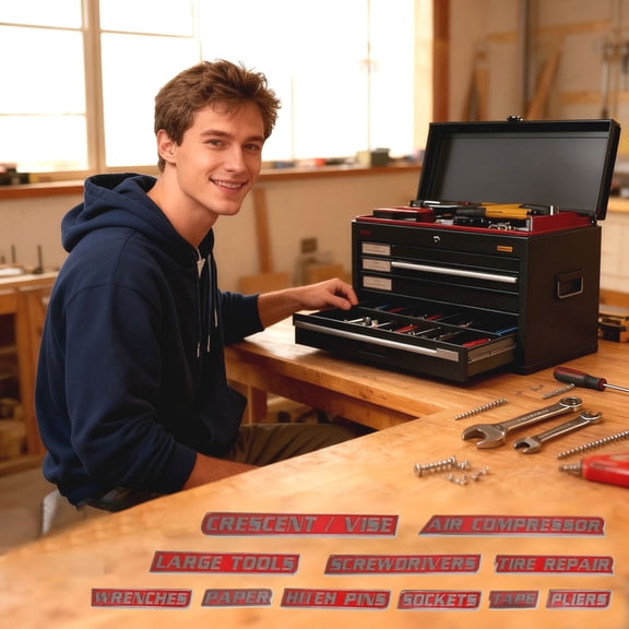 ZZERHUOO Computer Software Pack Of Toolbox Labels 3D Printed Labels Reusable Label General Boxa Organize For Steel Toolboxes ( Tile 11 Pcs)