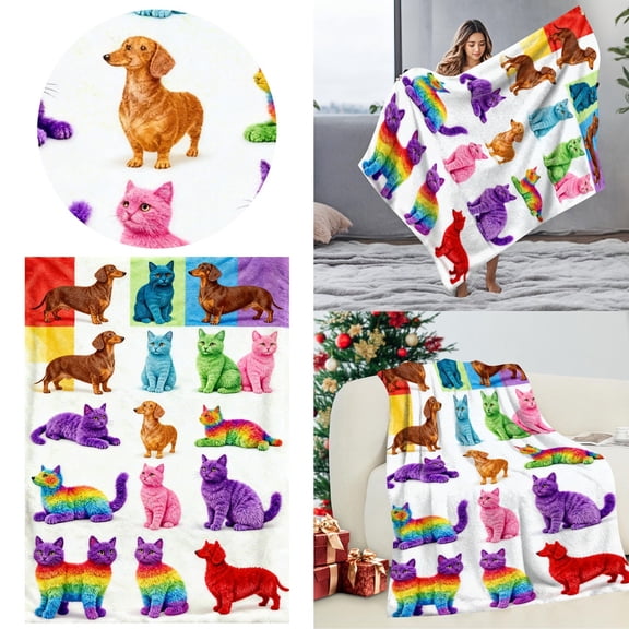 ZZERHUOO Cute Cat Design Throw Blanket For Couch Bed Sofa Cozy Warm Decorative Home We8ghted Blanket Fall Throw Blanket End of Bed Throw Blanket Size Light Weight Blanket up Blanket Sofa Blankets for