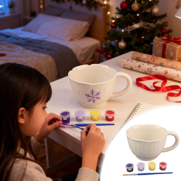 ZZERHUOO DIY Painting Mug Craft Create Your Own Ceramic Cup Art With Acrylic And Brushes For Kids Adults Family Holiday Activity Bulk Coffee(5ml) Teal Drinking Glasses Fishbowl Cups Cinema Cups Glass