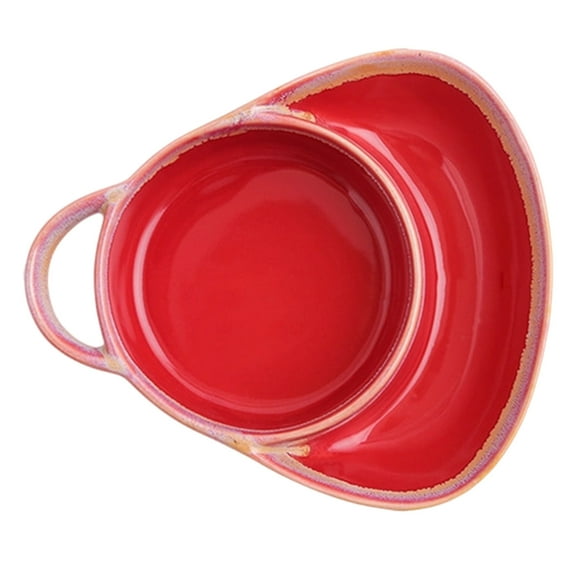 ZZERHUOO Dinning Table Runner Set Soup And Sandwich Plate Combo Ceramic Soup And Sandwich Plate With Handle Retro Stoneware Bowls & Side Bowls Easy To Clean For Breakfast