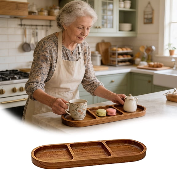 ZZERHUOO Divided Flavors Mixing Holder | Wooden Trays For Food | For Home Kitchen Cooking Candy Bread Milk Potato Chips Vegetables Fruits Oven Set Roasting Racks for Oven Use with Pan 10x15 Baking