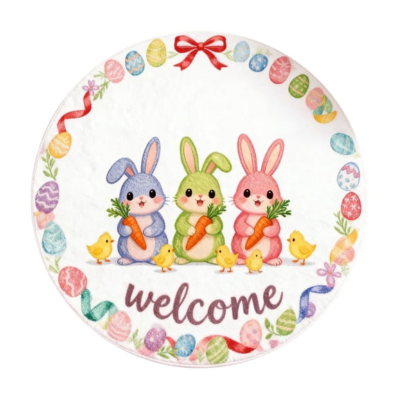 ZZERHUOO Easter Bunny Welcome Doormat Absorbent Non Durable Floormat Cute Soft Happy Easter Floormat For Party Daily Rug Shag 5 by 8 Rug Peach Blanket Throw Throw Blankets for Bed Bedroom Rug 8x10