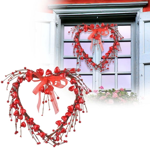 ZZERHUOO Fall Pumpkin Wreath 32cm Valentine's Day Wreaths Heart Shaped Wreaths And Heart Shaped Berries Valentine S Day Wedding