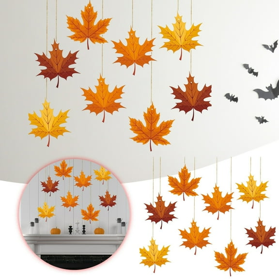 ZZERHUOO Garland Ties for 20 Fall Thanksgiving Hanging Swirls Big Maple Leaf Hanging Swirls Ceiling For Thanksgiving Party Autumn Ceiling Hanging 8Pcs