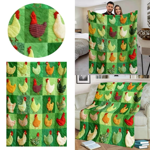 ZZERHUOO Heavy Duty Throw Blanket Soft And Cute Chicken Design Blanket Cozy Throw For Kids Adults Home