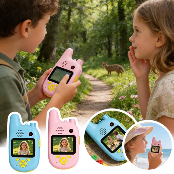 ZZERHUOO Kids Video Talkies With Front & Rear Real Video Call Voice Chat Photo & Messaging Interactive Talkies For Boys & Girls Sensory for Kids 5-7 Animal Catch Pole Kids Makeup Table with Piano for