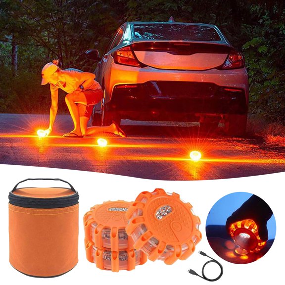 ZZERHUOO LED Emergency Warning Light For Vehicles Base Traffic Hazard Strobe Light Portable Rechargeable Car Accessories