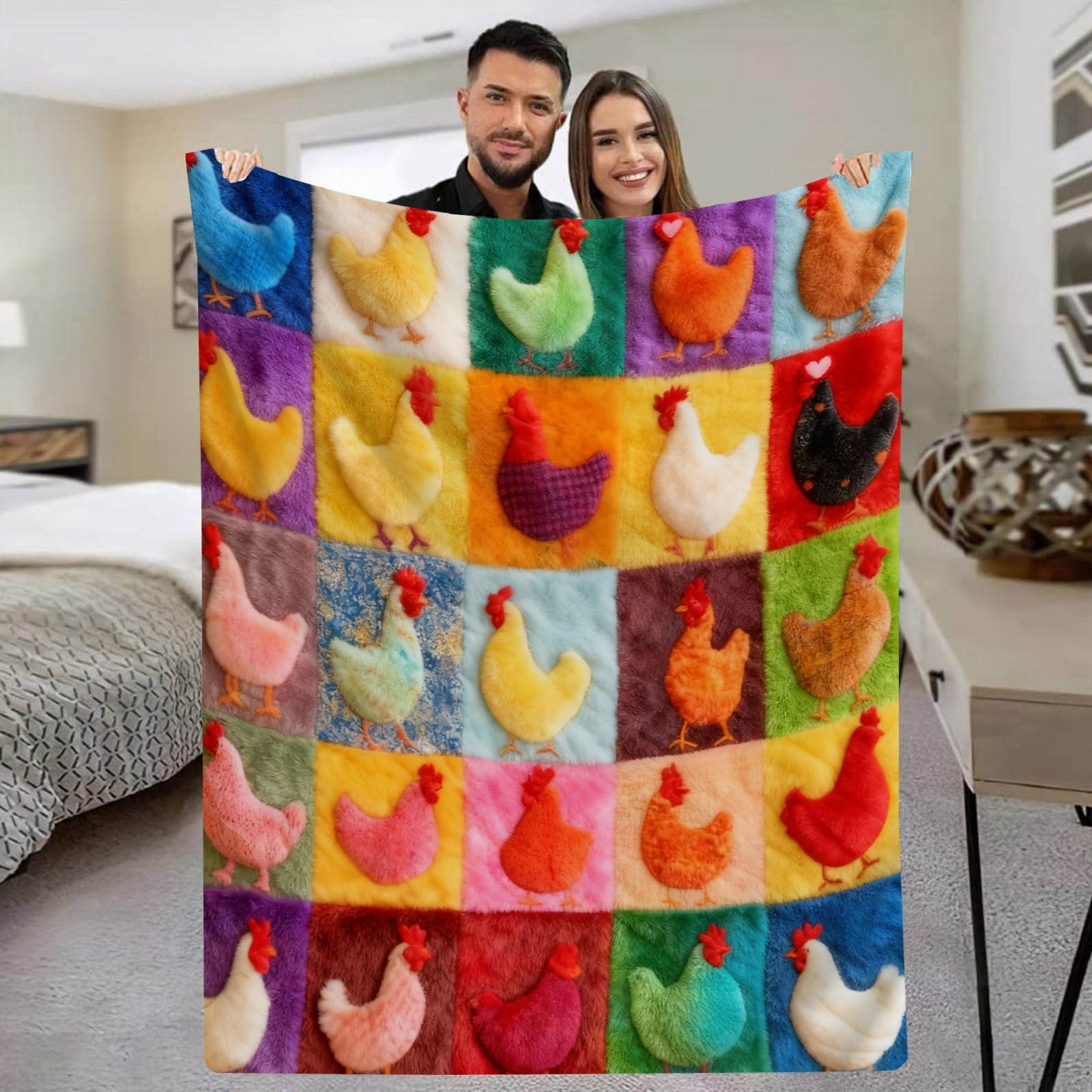 ZZERHUOO Large Heated Blanket Chicken Shaped Blanket Cozy Animal Themed Throw For Kids Adults Cute Unique