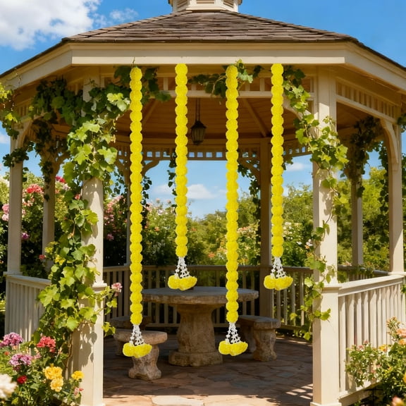 ZZERHUOO Marig Old Garland For Decoration 5.9 Ft Long Arti Ficial Marig Old Flowers Decorations,Diw AliWed Ding (3 Styles) Daffodil Flowers Rainbow Roses Flowers Potted Flowers Wisteria Foam for