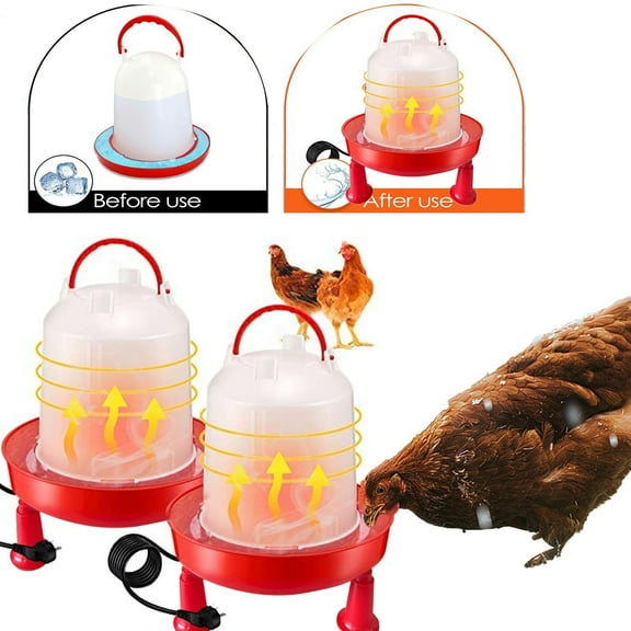 ZZERHUOO Outdoor Heated Chicken Waterer Poultry Bath Drinking Water Heating Poultry Feeder Heating Hood Machine Hanging Indoor Outside Home Garden Presents For Poultry Lovers Oriole Feeder bird Proof
