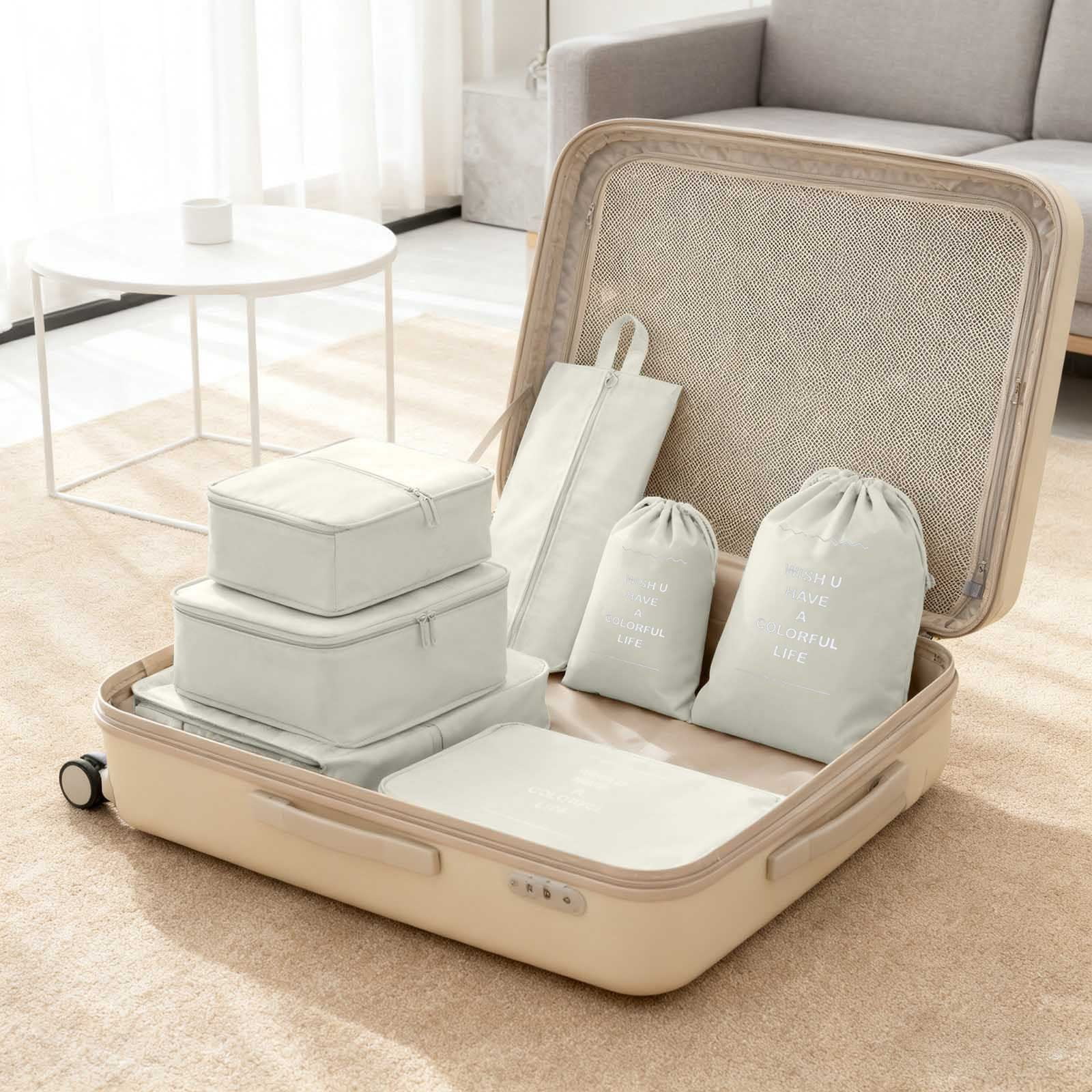 ZZERHUOO Fabric Storage with Packing Cubes For Travel 10Pcs Travel Cubes Set Foldable Suitcase Organizer Lightweight Luggage Storage Bag