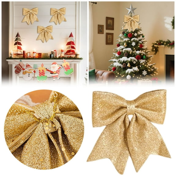 ZZERHUOO Paper for Decorating Cute Car Charms Door Christmas Decorations Hanging Bow Decorations Sequin Wreaths Bows Topper Glitter Bow Ties Xmas Decorative Bows For Home Party