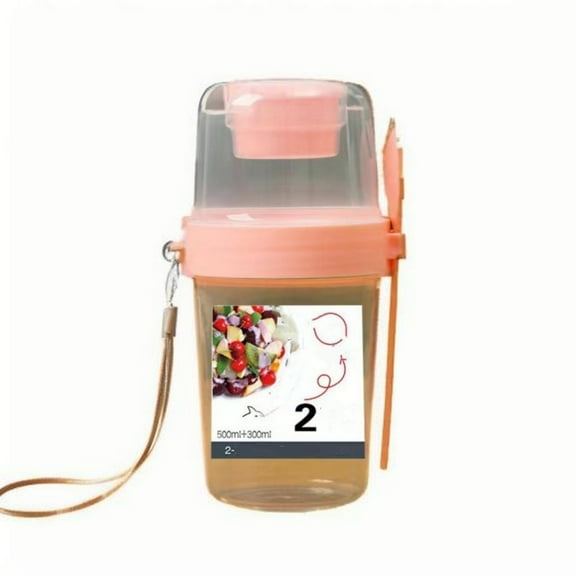 ZZERHUOO Portable Breakfast Cup Jar Outdoor Portable Fruit Cup Vegetable Light Meal Yogurt Cup With Fork Cup Breakaway Glass Cup Fiber Drinking Glasses Cups Kids for Women Clear Vacuum Insulated