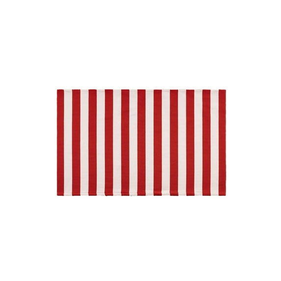ZZERHUOO Area Rug Soft Red & White Striped Rug 36 X 60 Inches Outdoor Front Door Mat Washable Hand Woven Rug Year Holiday Porch Entryway Layered Doormat