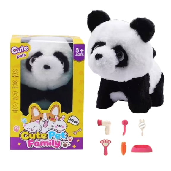 ZZERHUOO Robot Panda Robot Cat Rabbit That Like A Real Cat Walking Barking Tail Wagging Smart Realistic Panda Robotic That Like A Real Cat Birthday Present Christmas Easter Present People for Babies