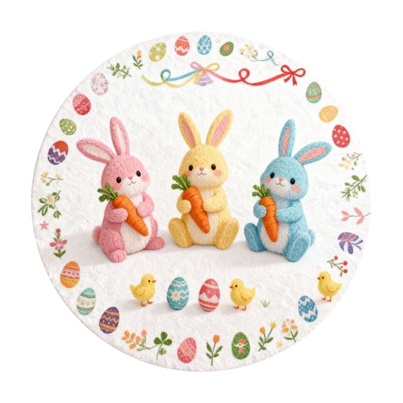 ZZERHUOO Round Easter Bunny Shaped Welcome Mat 2026 Easter Absorbent And Wear Mat Round Easter Rug Sizes 40CM/60CM/80CM Couch Throw Blankets Thick Bedroom Rug Fall Blankets for Couch Peach Blanket