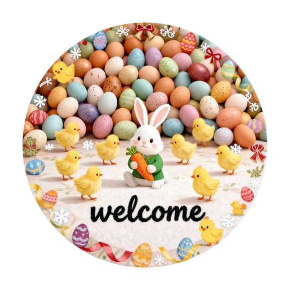 ZZERHUOO Round Easter Bunny Shaped Welcome Mat 2026 Easter Absorbent And Wear Mat Round Easter Rug Sizes 40CM/60CM/80CM Warmest Blanket Throw Blanket Knot Light Blanket Throw down Lap Blankets And