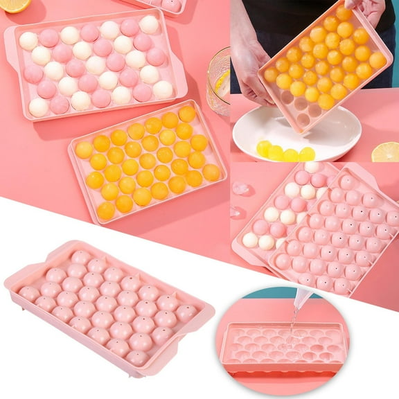 ZZERHUOO Round Tray With Lid Refrigerator Spherical Ice Mini Ice Kitchen Tools Soapstone Ice Cubes Ice Storage Trays for Freezer Light up Ice Cubes for Drinks Small Silicone with Lids Small Copper