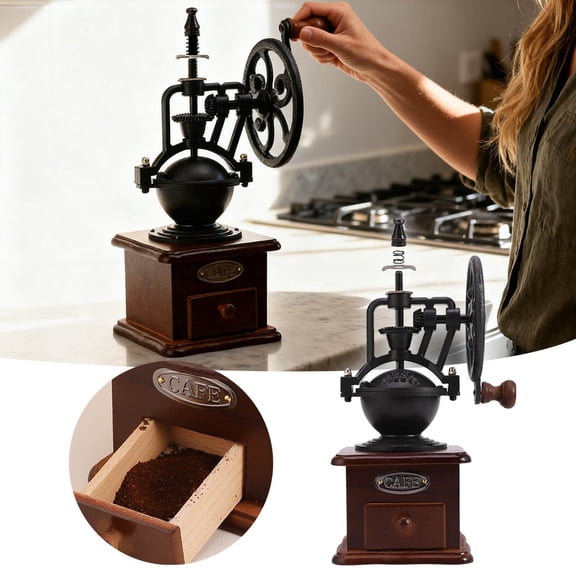 ZZERHUOO Small Kitchen Mixer Style Manual Coffee Grinder Retro Wooden Mill With Ceramic Core For Home Kitchen