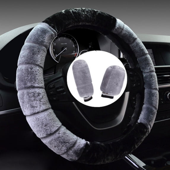 ZZERHUOO Steering Wheel Cover+gear Handbrake Cover 36 39cm Steering Wheel Cover Telescopic Steering Wheel Cover Car Wheel Covers for Women Fuzzy Wheel Cover Set Furry Wheel Cover Set Glittery Wheel
