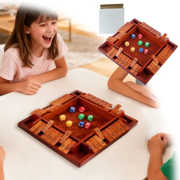 ZZERHUOO Table And Chairs Set Apocrypha Adventure Game Revoked Game 2nd Edition Shut The Game Shut The Wooden Dice Board Game Four Flip Card Game Upgraded Wooden Dice Games For 2 4 Players Improves