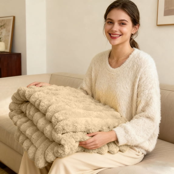 ZZERHUOO Thickened Rabbit Plu Sh Nap Blanket Bunny Blanket For Adults Soft Warm Fuzzy Throw Blanket For Bed Sofa Travel And Off Ice Huge Blanket 10x10 Soft Fuzzy Blanket Pumpkin Fuzzy Blanket Large