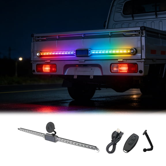 ZZERHUOO Warning Collision Rear End Flashing Lights Solar LED Decorative Lights Buit In 26pcs Bright LED Ligh Ts 360° Adjustable Suction Cup Base With Remote Control Car Bumper Guard Protector Strip