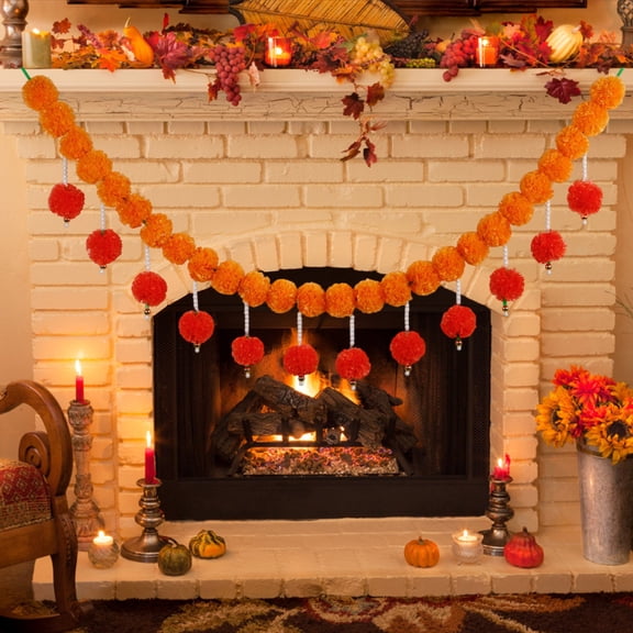 ZZERHUOO Winter Flowers Outdoor Marig Old Garland For Decoration 5.3 Ft Long Arti Ficial Marig Old Flowers Decorations,Diw AliWed Ding(3 Styles)