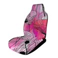 ZZHJH Line Art Pink Poppies 4 Automotive Seat Covers with Storage