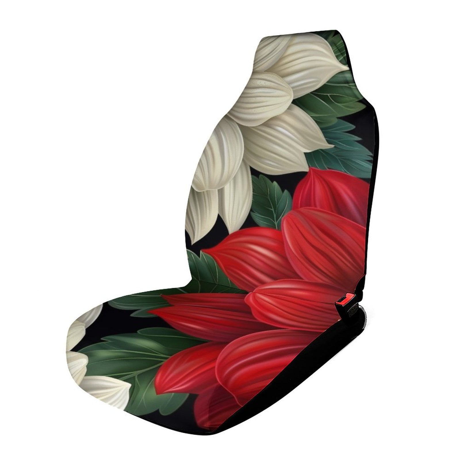 ZZHJH Red And White Dahlia Flowers 4 Automotive Seat Covers with