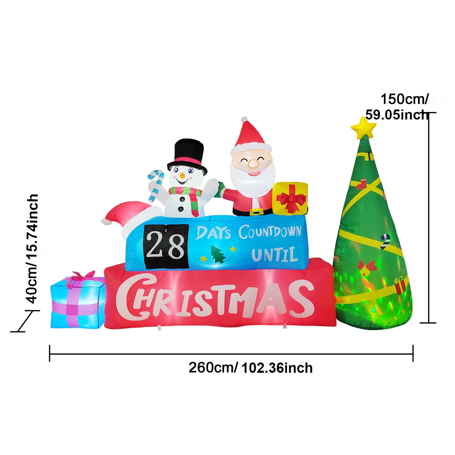 ZZHY Outdoor Christmas Decoration Inflatable Santa Claus Snowman Xmas Tree Model 1.5M Large Christmas Doll Toy Home Decoration