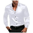 thumbnail image 1 of ZZHZGZ 4Th of July 4Xl Mens T-Shirts Male Stretch Dress Shirts Formal Wedding Prom Long Sleeve Slim fit Button down Shirt 4Th of July Slim White Dress Shirt for Men S, 1 of 4