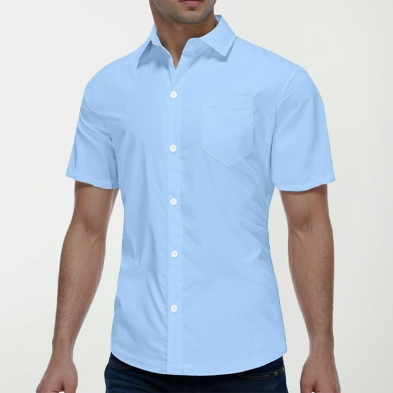 ZZHZGZ 4Th of July Linen T Shirts for Men Men's Button Sleeved Business Solid Color Casual Men's Comfortable Short Sleeved Lapel Men's Shirt Fourth of July Linen Shirts Xxxl