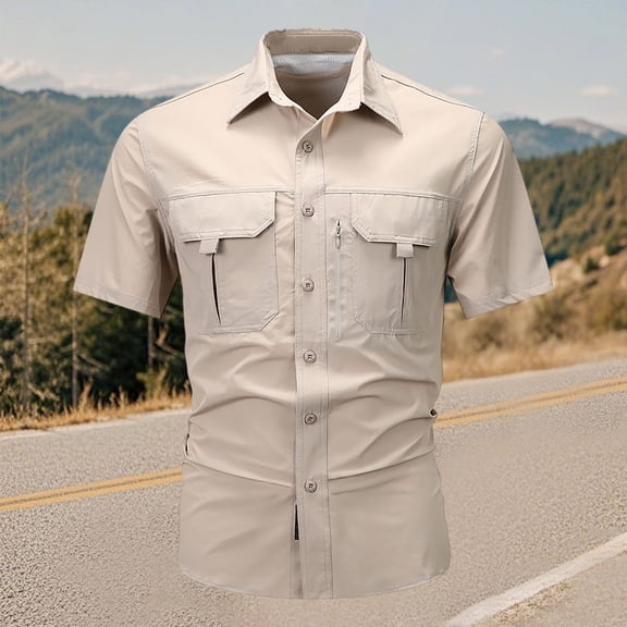 ZZHZGZ 4Th of July Men Oversized T Shirt Men's Summer Solid Colour Outdoor Casual Style with Pocket Thin Short Sleeve Shirt Fourth of July Mens Yellow Shirt Xl