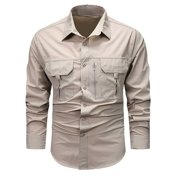 ZZHZGZ 4Th of July Mens Clothing Mens Hoodless Long Sleeve Solid Color Coat Pocket Shirt Coat Autumn Male Leisure Style Retro Western Style Fourth of July Yellow Shirt for Men Xxl