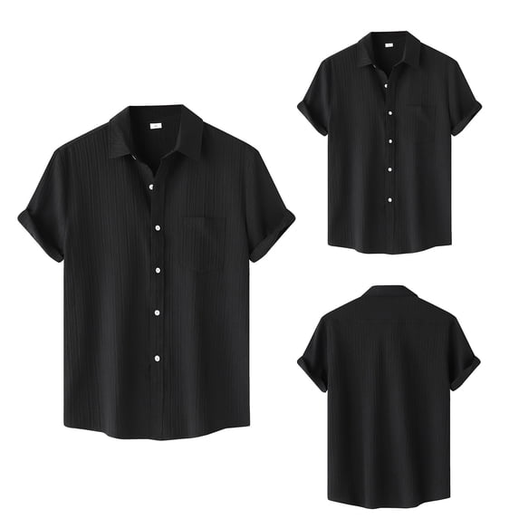 ZZHZGZ 4Th of July Mens White Linen Shirts Male Summer Hawaii Solid Shirt Short Sleeve Pocket Turn down Button Shirt 4Th of July Black Cotton T Shirts for Men Xxl