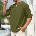 thumbnail image 1 of ZZHZGZ 4Th of July Oversized Men Men's Fashion Solid Color V Neck Long Sleeved Shirt Loose Casual and Linen Men's Shirt Late July Shirts for Men Graphic Tees Xxl, 1 of 8