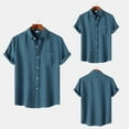 thumbnail image 1 of ZZHZGZ 4Th of July Oversized T Shirts for Men Men's Summer Hawaii Solid Shirt Short Sleeve Pocket Turn down Button Shirt 4Th of July Mens V Neck Undershirts Xxxl, 1 of 8