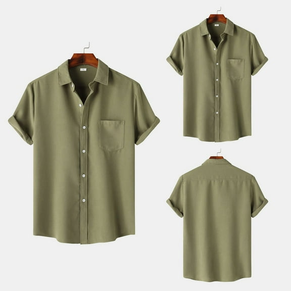 ZZHZGZ 4Th of July Oversized T Shirts for Men Men's Summer Hawaii Solid Shirt Short Sleeve Pocket Turn down Button Shirt 4Th of July V Neck T Shirts L