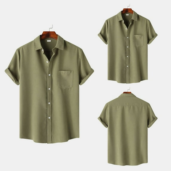 ZZHZGZ 4Th of July Oversized T Shirts for Men Men's Summer Hawaii Solid Shirt Short Sleeve Pocket Turn down Button Shirt 4Th of July V Neck T Shirts L