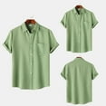 thumbnail image 1 of ZZHZGZ 4Th of July Oversized T Shirts for Men Men's Summer Hawaii Solid Shirt Short Sleeve Pocket Turn down Button Shirt Late July Mens V Neck Shirts L, 1 of 8