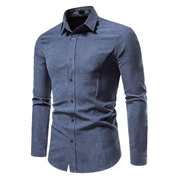 ZZHZGZ 4Th of July Slim White Dress Shirt for Men Mens Casual Slim Solid Color Vintage Long Sleeved Shirt Dress Shirt Fourth of July Mens Big Tall T Shirts S