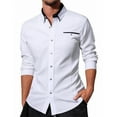 thumbnail image 1 of ZZHZGZ 4Th of July White Button up Shirt Men Men's Casual Long Sleeve Shirt with Pocket Stylish Everyday Wear Lightweight and Comfortable Option for Any Occasion Late July Mens Pocket T Shirts L, 1 of 4