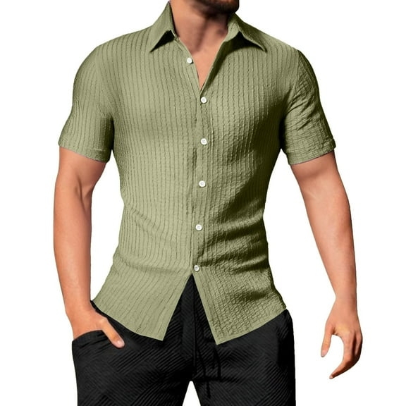 ZZHZGZ 4Th of July Yellow Shirt for Men Men's Casual Short Sleeve Striped Shirt with Open Collar and Loose fit for Summer Wear Durable and Easy Care Design Fourth of July Men Clothing M