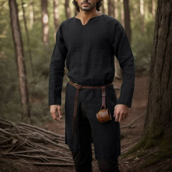 ZZHZGZ 4Th of July Men Clothing Mens Solid Color Fashion V Neck Shirt Robe Mens Wear 4Th of July Mens Shirt M