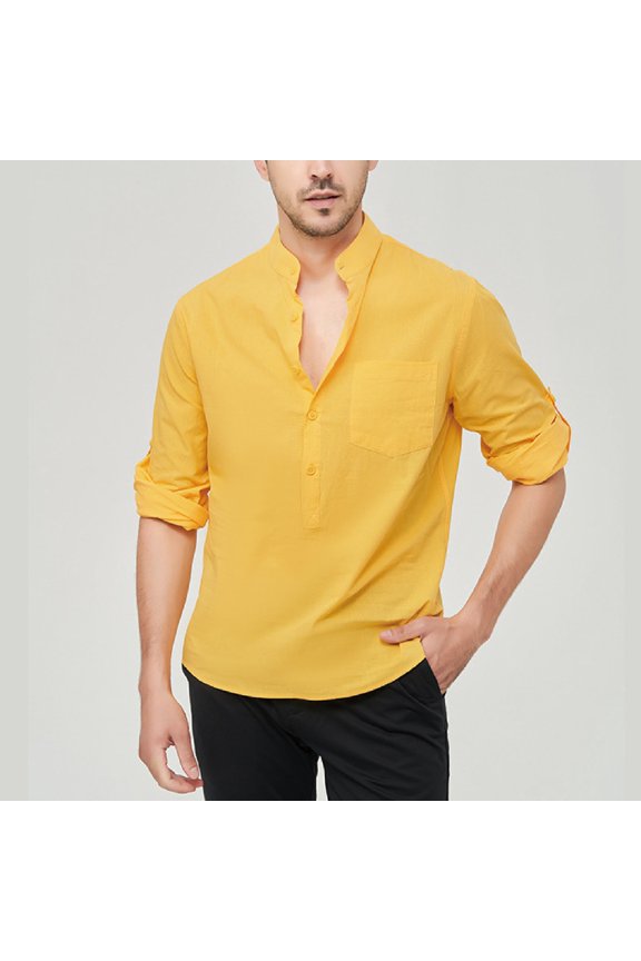 4Th of July Red Dress Shirt Mens Casual Shirt Solid Color Shirt Imitation Linen Long Sleeve Shirt Pure 4Th of July Mens White Button down S